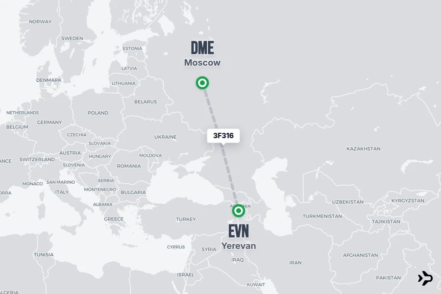 3F316 FlyOne Armenia Flight Status & Tracker | DME - EVN