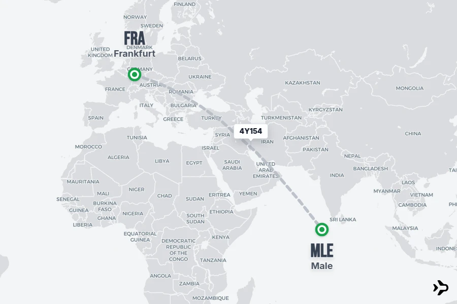 4Y154 flight map from FRA to MLE