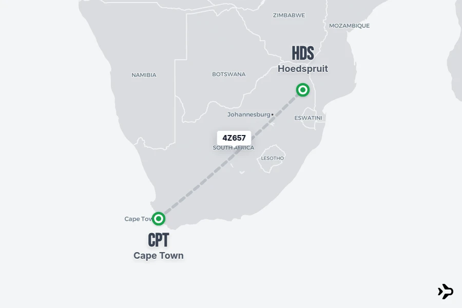 4Z657 Airlink Flight Status & Tracker | CPT - HDS