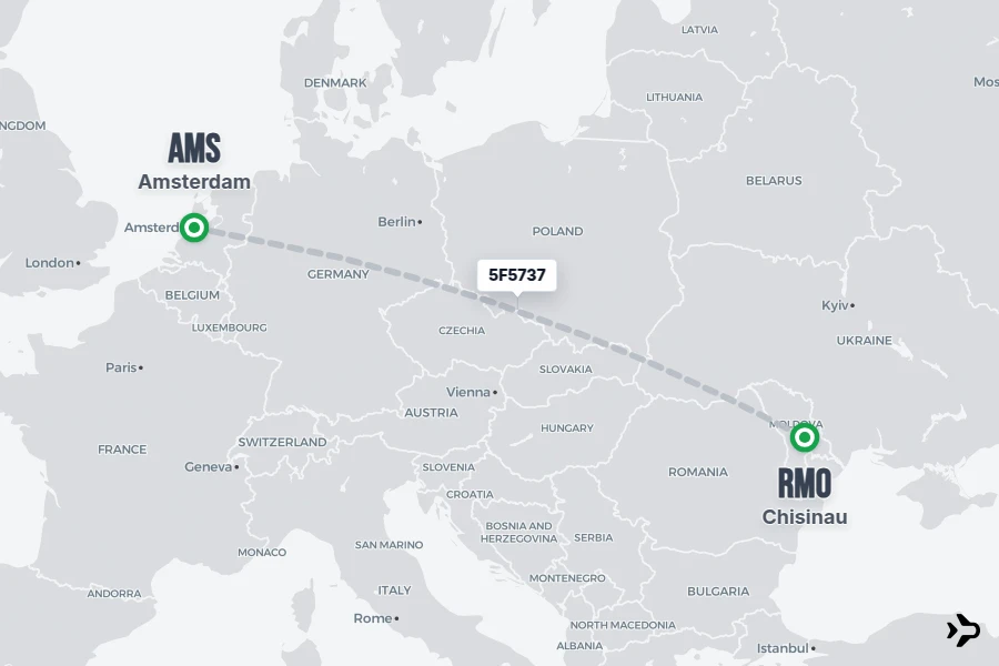 Flt Hit Racking 5F5737 Fly One Flight Status & Tracker | RMO - AMS