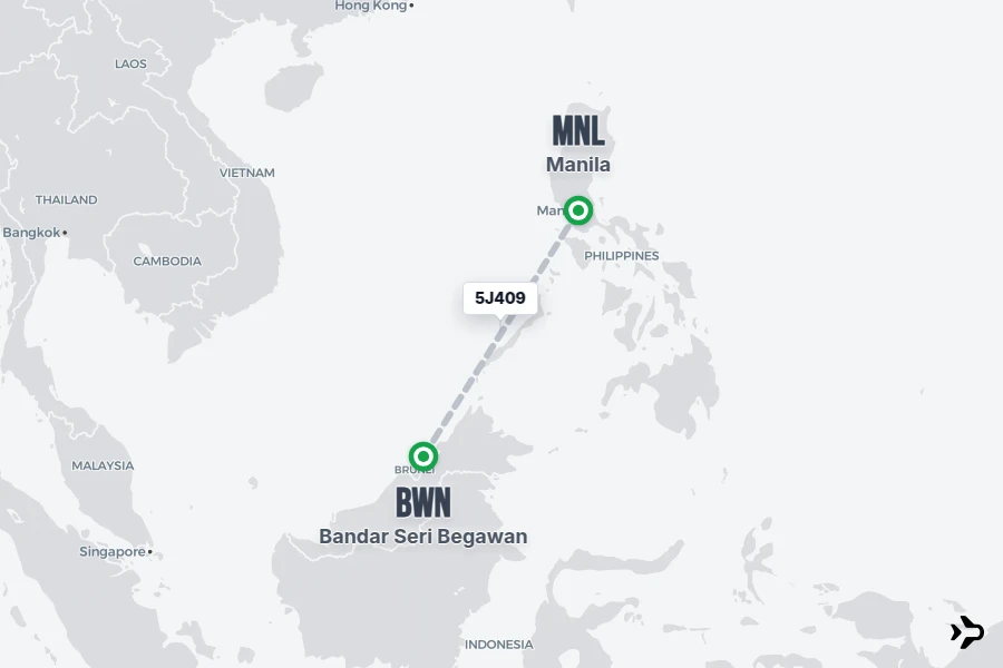 5J409 Cebu Pacific Flight Status & Tracker | MNL - BWN