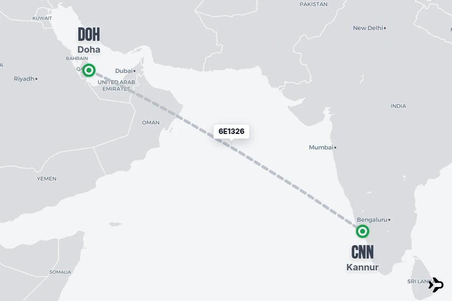 6E1326 IndiGo Flight Status & Tracker | Doha - Kannur
