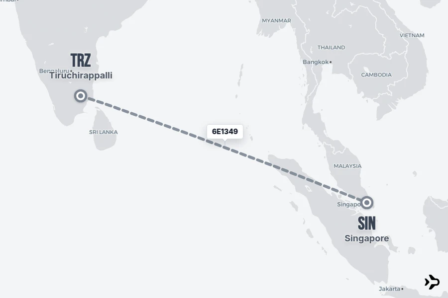 6E1349 IndiGo Flight Status & Tracker | TRZ - SIN