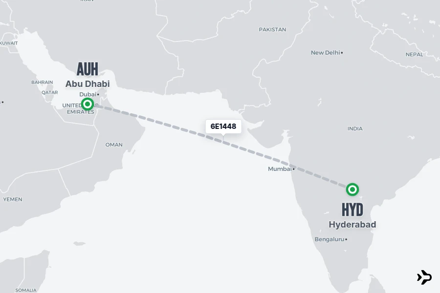 Hyd Time 6E1448 IndiGo Flight Status & Tracker | HYD - AUH