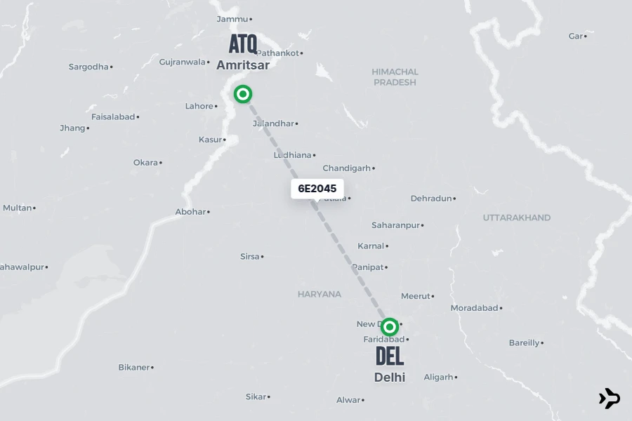 6E2045 IndiGo Flight Status & Tracker | Delhi - Amritsar