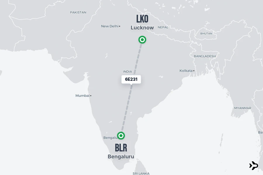 Flight Rime 6E231 IndiGo Flight Status & Tracker | Lucknow - Bengaluru