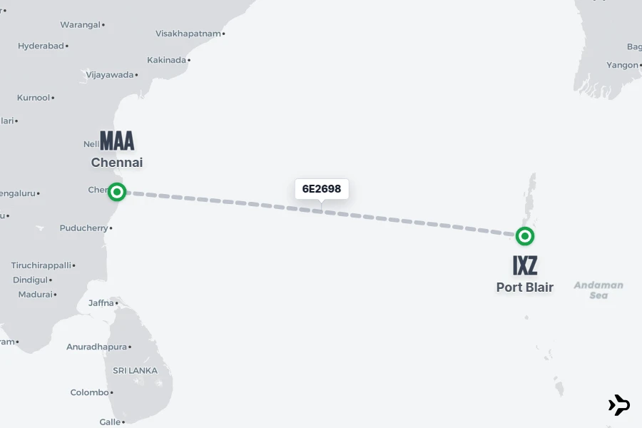 Flt Hit Racking 6E2698 IndiGo Flight Status & Tracker | Port Blair - Chennai