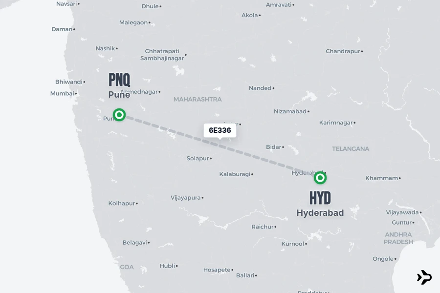 Hyd Time 6E336 IndiGo Flight Status & Tracker | Pune - Hyderabad