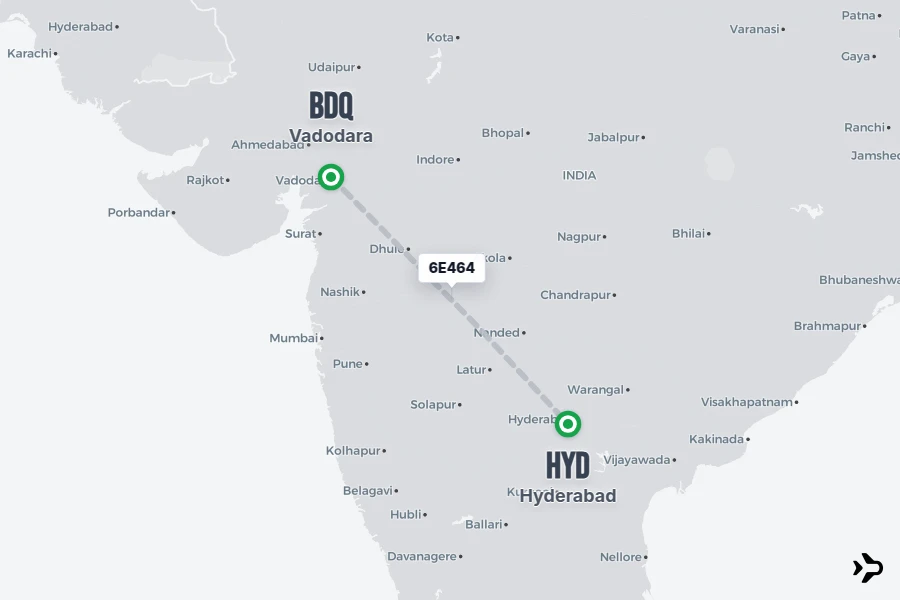 Flt Hit Racking 6E464 IndiGo Flight Status & Tracker | Vadodara - Hyderabad