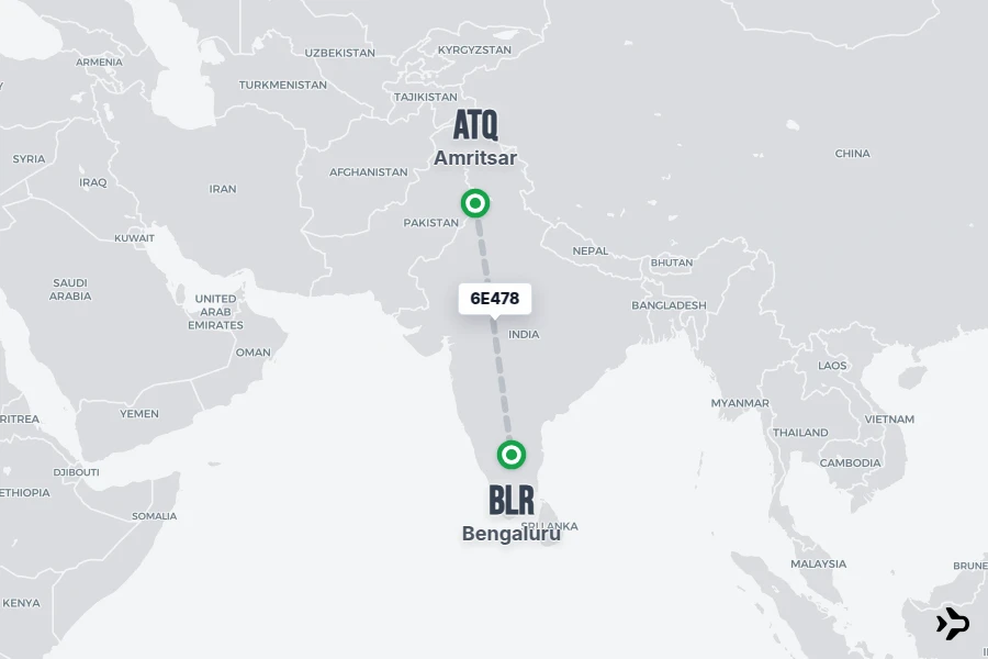 6E478 IndiGo Flight Status & Tracker | Amritsar - Bengaluru