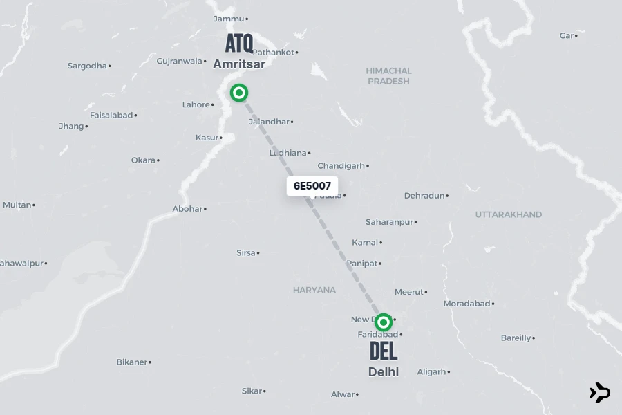 Flt Hit Racking 6E5007 IndiGo Flight Status & Tracker | Delhi - Amritsar