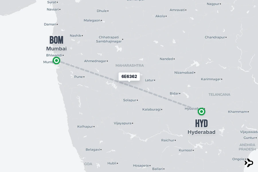 Flight 5 6E6362 IndiGo Flight Status & Tracker | Mumbai - Hyderabad
