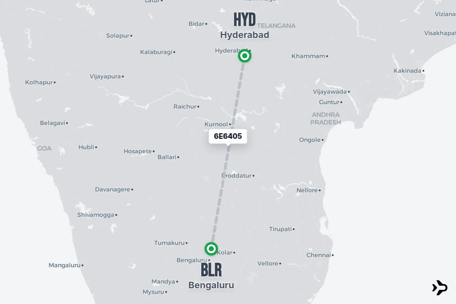Flt Hit Racking 6E6405 IndiGo Flight Status & Tracker | HYD - BLR