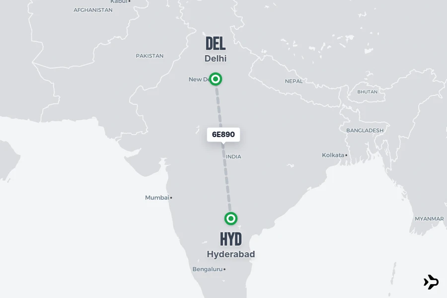 6E890 IndiGo Flight Status & Tracker | Hyderabad - Delhi