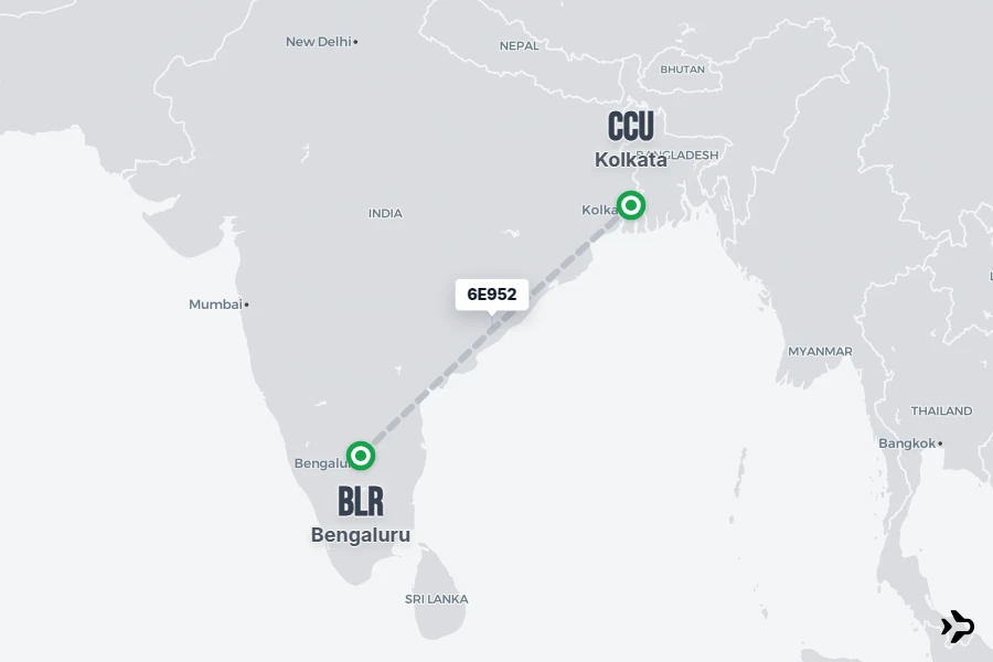 Flight Rime 6E952 IndiGo Flight Status & Tracker | Bengaluru - Kolkata