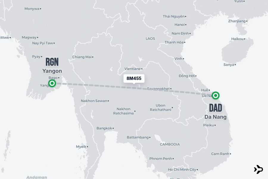 Flt Hit Racking 8M455 MAI Flight Status & Tracker | Da Nang - Yangon
