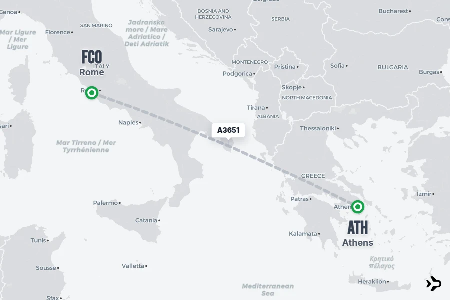 A3651 Aegean Flight Status & Tracker | Rome - Athens