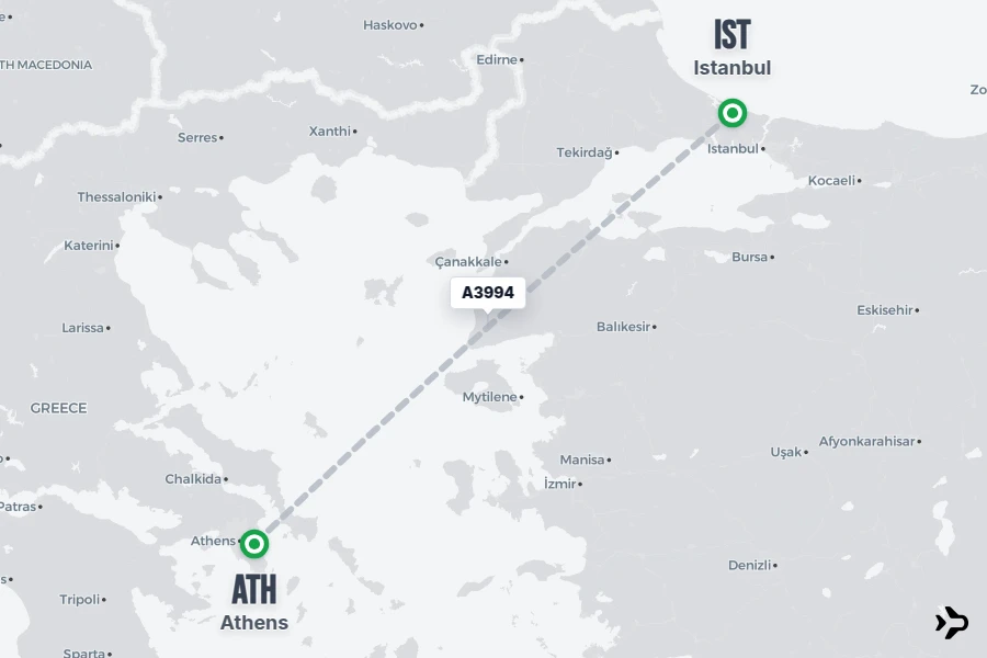 Flight Rime A3994 Aegean Flight Status & Tracker | Athens - Istanbul