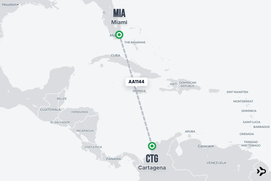 AA1144 American Airlines Flight Status & Tracker | CTG - MIA