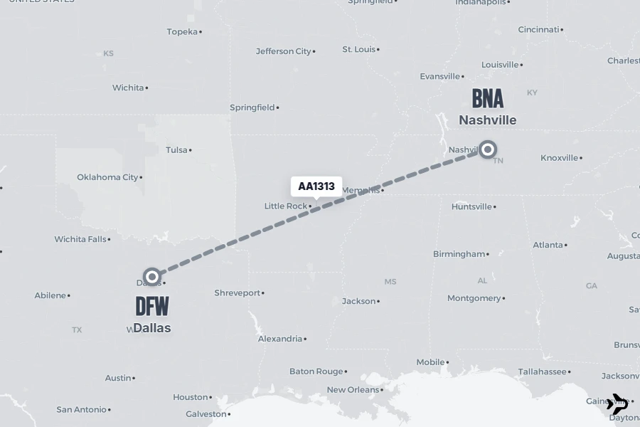 Flight 5 AA1313 American Airlines Flight Status & Tracker | BNA - DFW