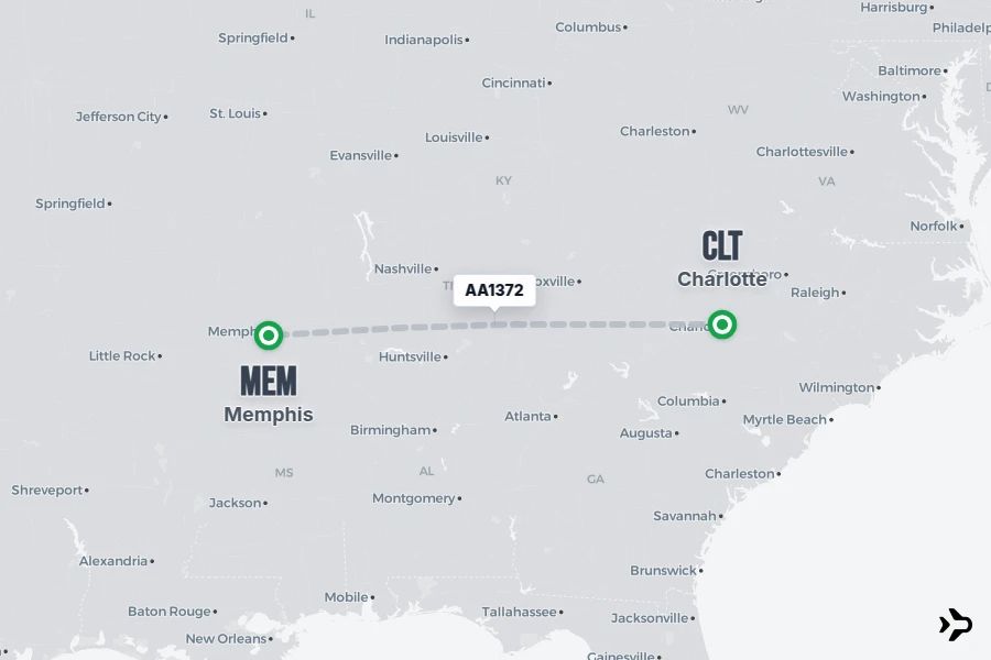 AA1372 American Airlines Flight Status & Tracker | CLT - MEM