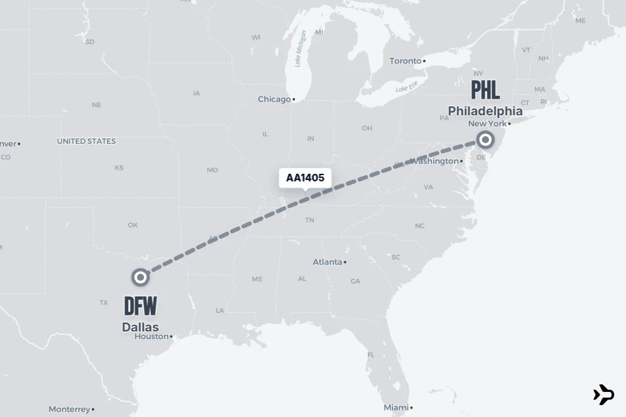AA1405 American Airlines Flight Status & Tracker | PHL - DFW