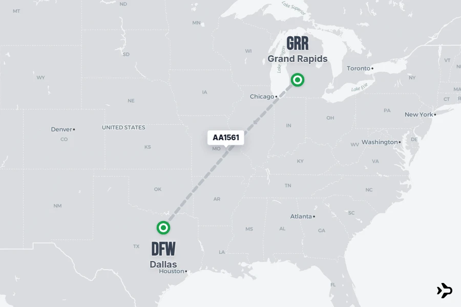 AA1561 American Airlines Flight Status & Tracker | GRR - DFW