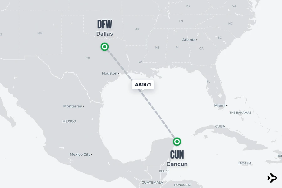 Flt Hit Racking AA1971 American Airlines Flight Status & Tracker | CUN - DFW