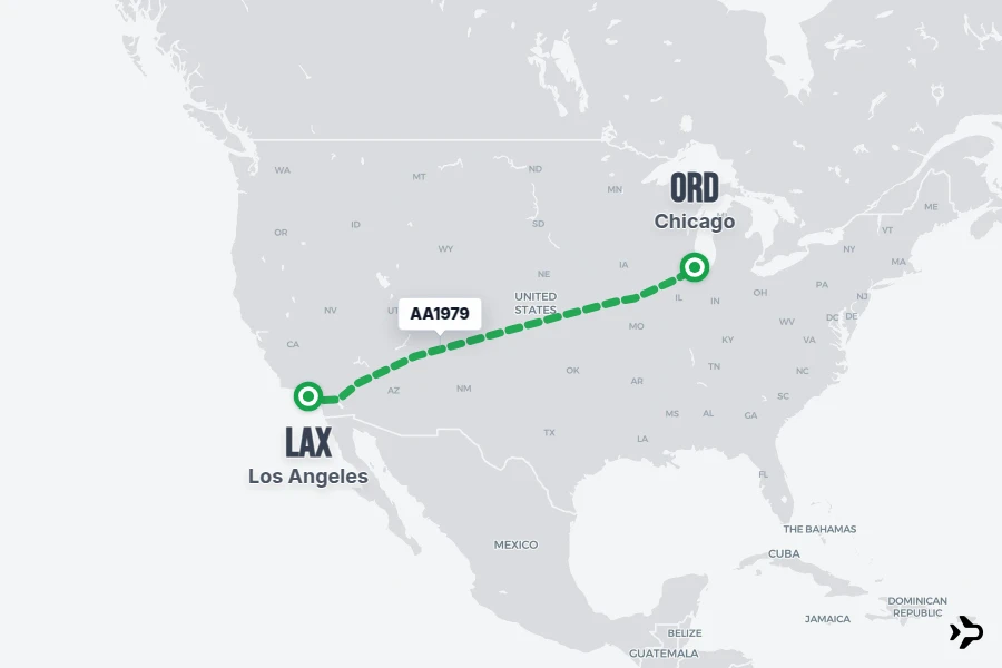 AA1979 flight map from LAX to ORD