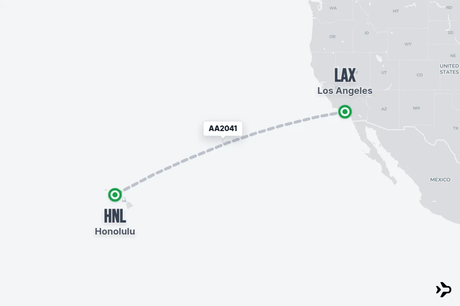 AA2041 flight map from LAX to HNL
