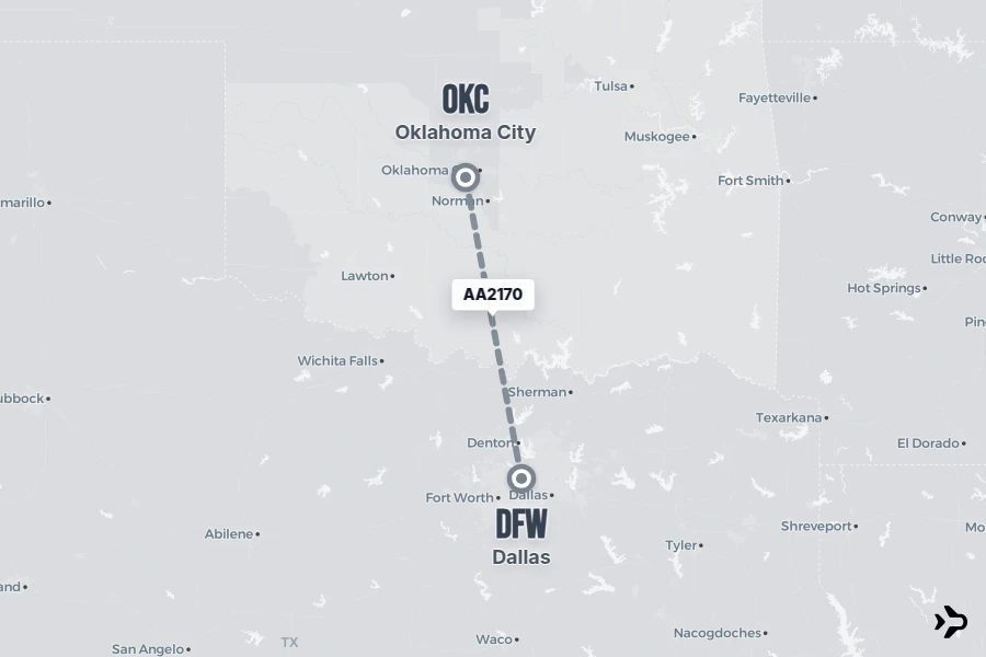 AA2170 American Airlines Flight Status & Tracker | OKC - DFW