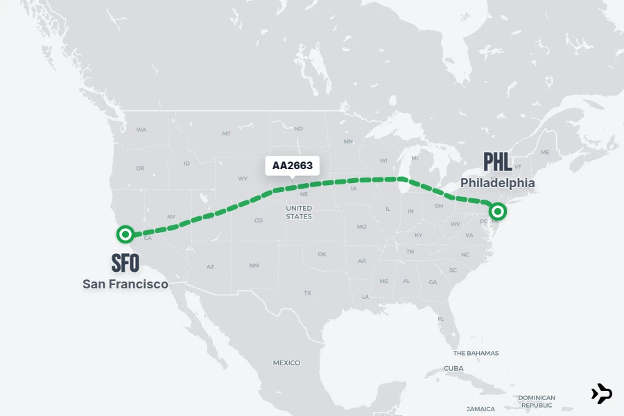 AA2663 American Airlines Flight Status & Tracker | PHL - SFO