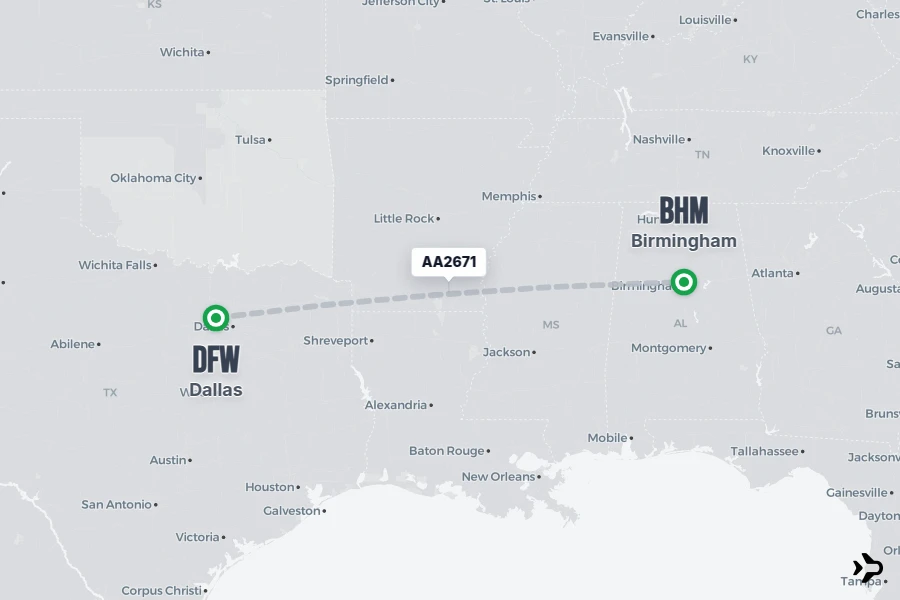 AA2671 American Airlines Flight Status & Tracker | DFW - BHM