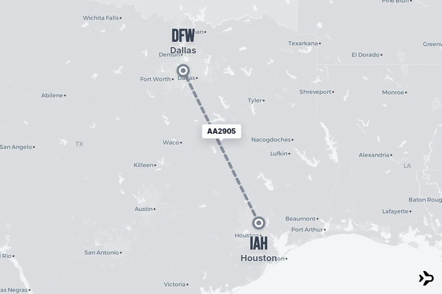 AA2905 American Airlines Flight Status & Tracker | IAH - DFW