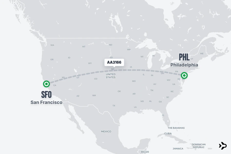 AA3166 American Airlines Flight Status & Tracker | SFO - PHL