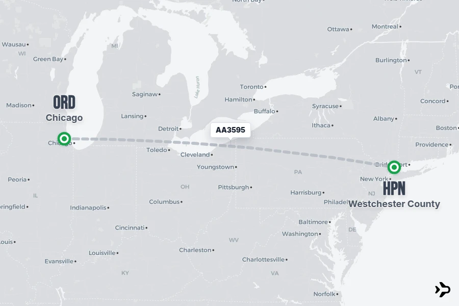 Flight Magazine AA3595 American Airlines Flight Status & Tracker | ORD - HPN