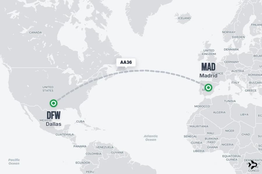 AA36 American Airlines Flight Status & Tracker | DFW - MAD