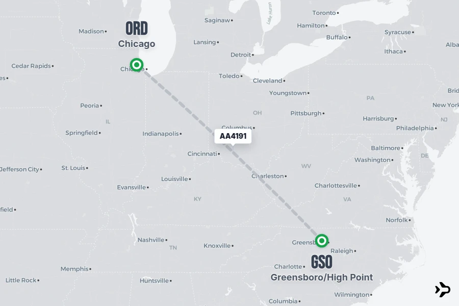 AA4191 American Airlines Flight Status & Tracker | GSO - ORD