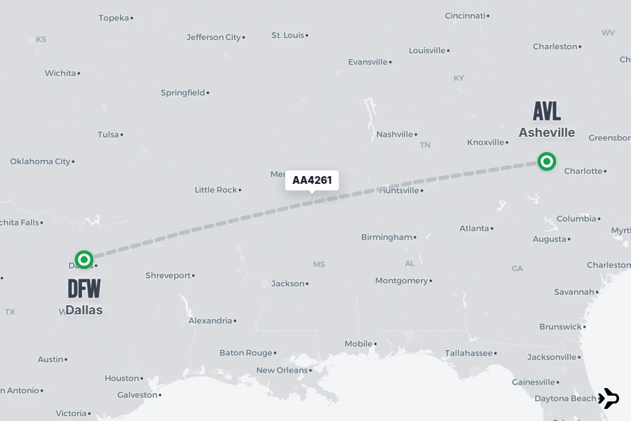 AA4261 American Airlines Flight Status & Tracker | AVL - DFW