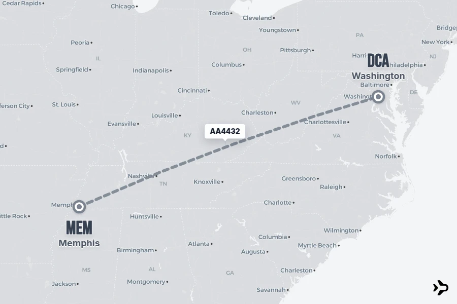 AA4432 American Airlines Flight Status & Tracker | MEM - DCA