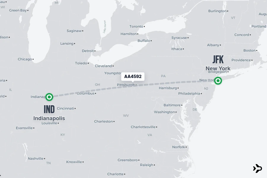 AA4592 American Airlines Flight Status & Tracker | IND - JFK
