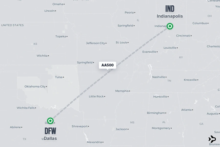AA500 American Airlines Flight Status & Tracker | IND - DFW