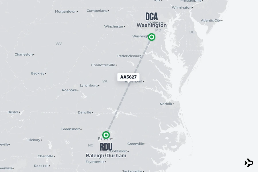 AA5627 American Airlines Flight Status & Tracker | DCA - RDU