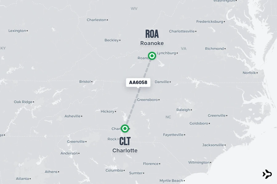 Bryan Roa AA6058 American Airlines Flight Status & Tracker | CLT - ROA