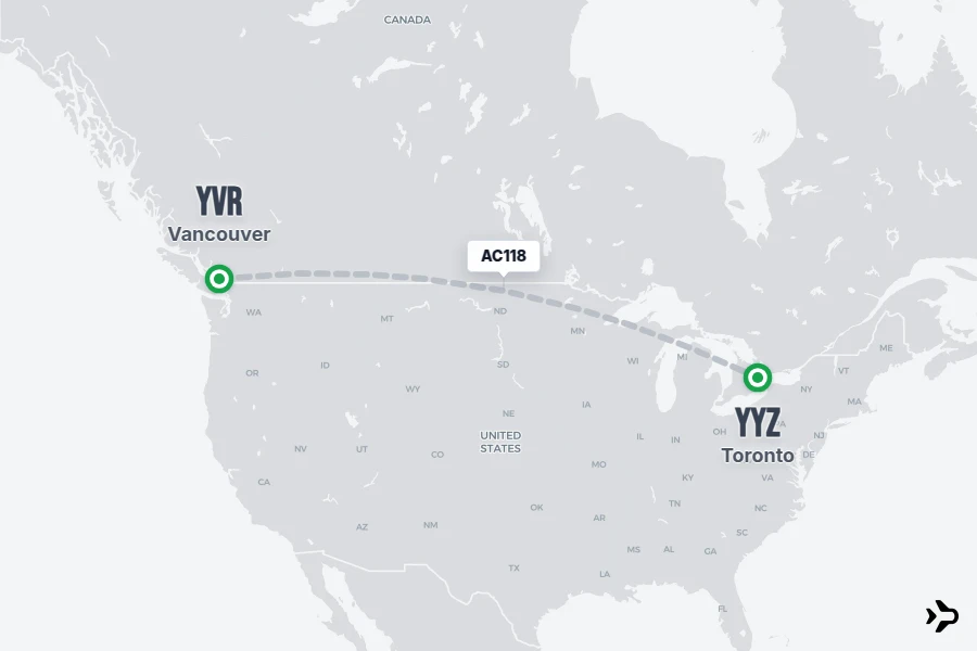 Yyz AC118 Air Canada Flight Status & Tracker | YVR - YYZ