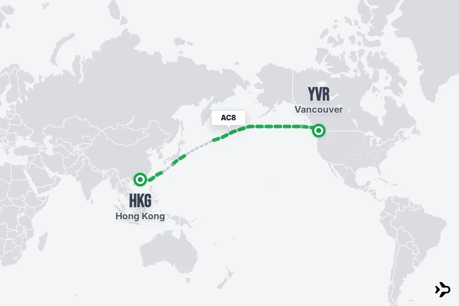 AC8 Air Canada Flight Status & Tracker | HKG - YVR