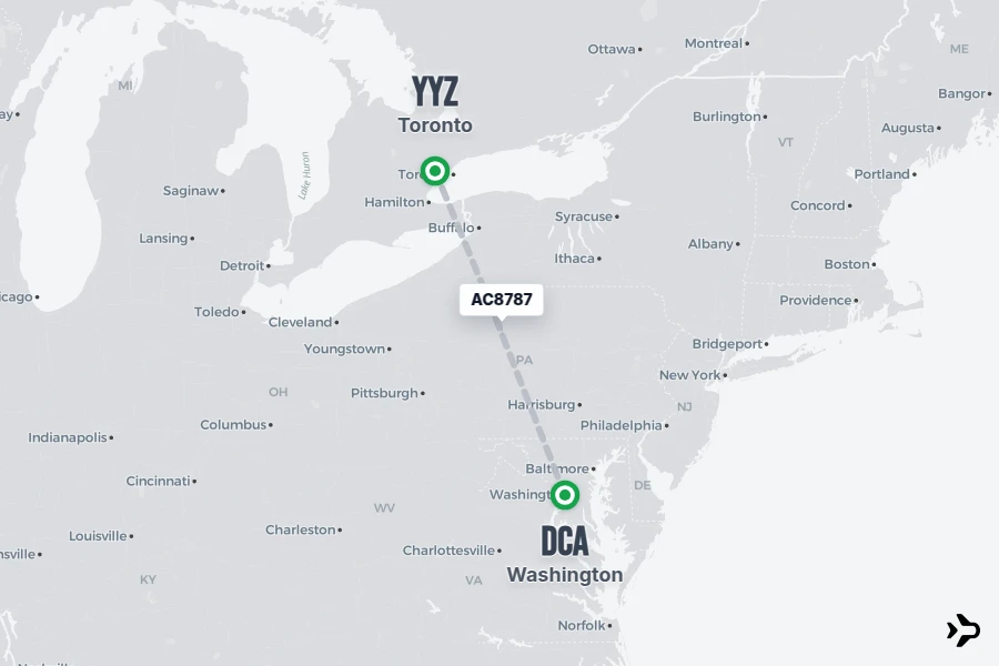 Flt Hit Racking AC8787 Air Canada Flight Status & Tracker | DCA - YYZ