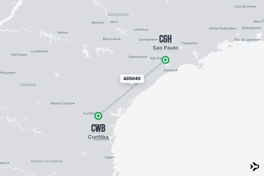 AD5040 flight map from CWB to CGH