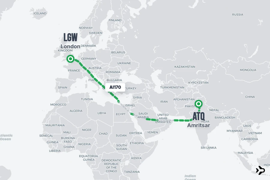 AI170 Air India Flight Status & Tracker | London - Amritsar