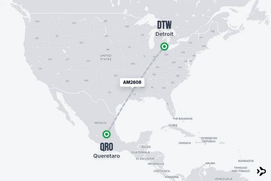 AM2608 Aeromexico Flight Status & Tracker | QRO - DTW